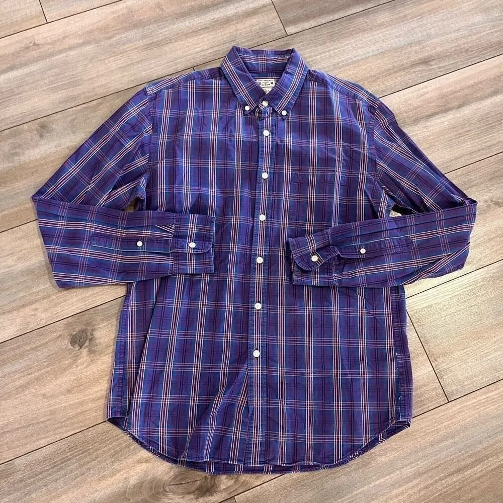 Lot of 2 J. Crew Mercantile Men Button Down Shirts Medium Red Gingham Bin G-37